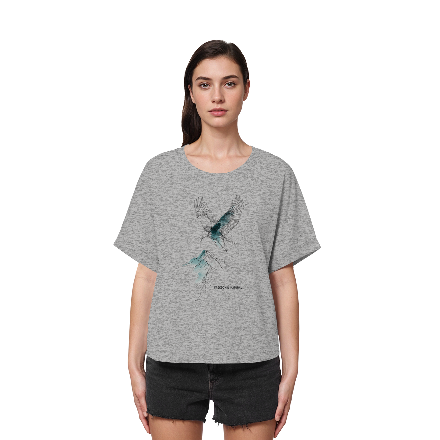 Adler Sketch Art Style - Womens Organic Rolled Sleeves T-Shirt