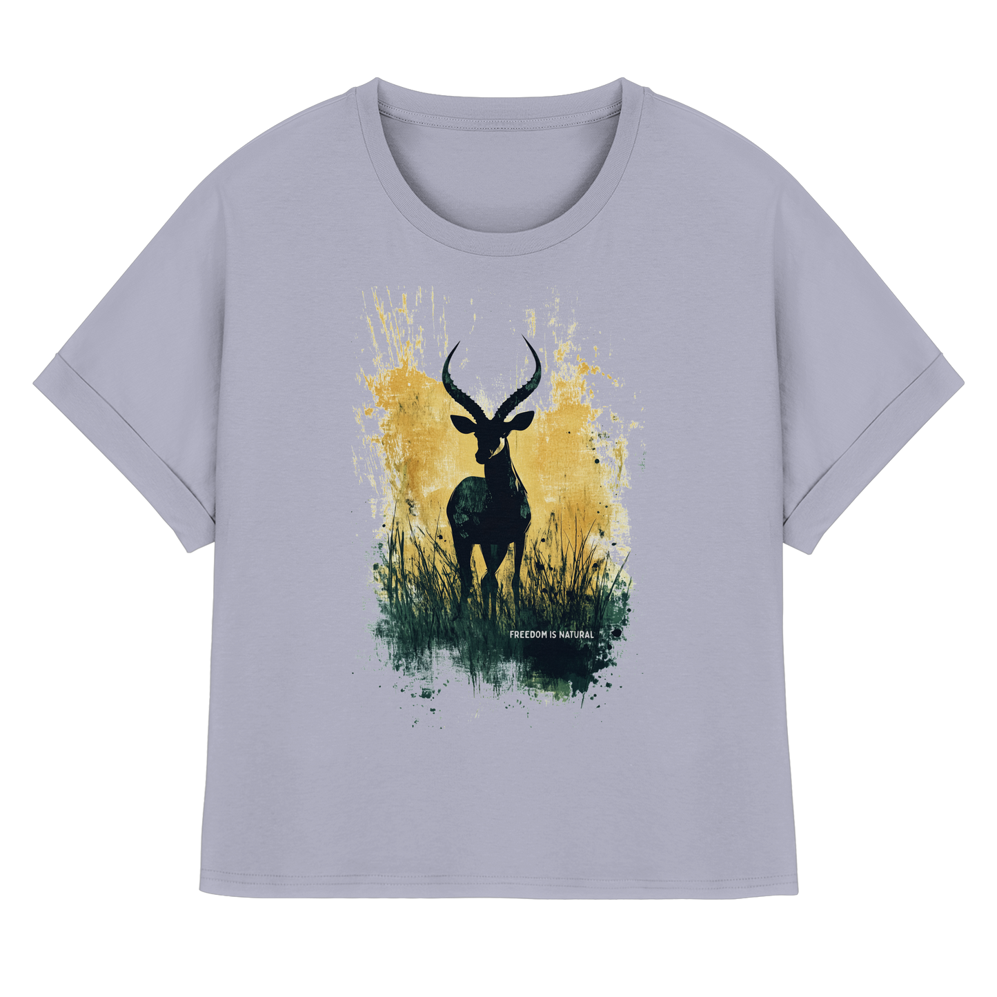 Antilope Watercolor Style - Womens Organic Rolled Sleeves T-Shirt