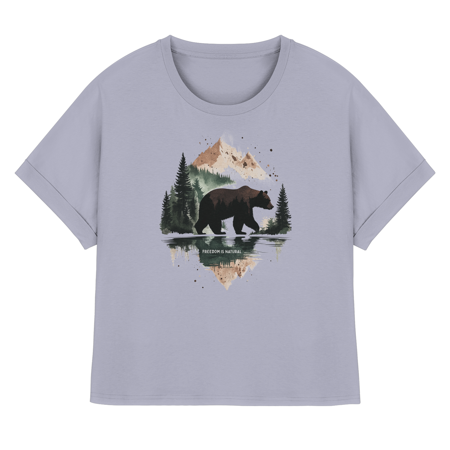 Bär Watercolor Style - Womens Organic Rolled Sleeves T-Shirt