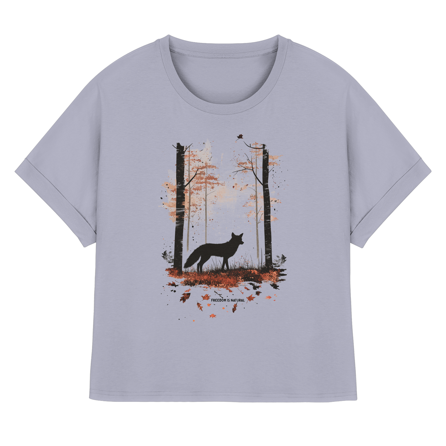 Fuchs Watercolor Style - Womens Organic Rolled Sleeves T-Shirt