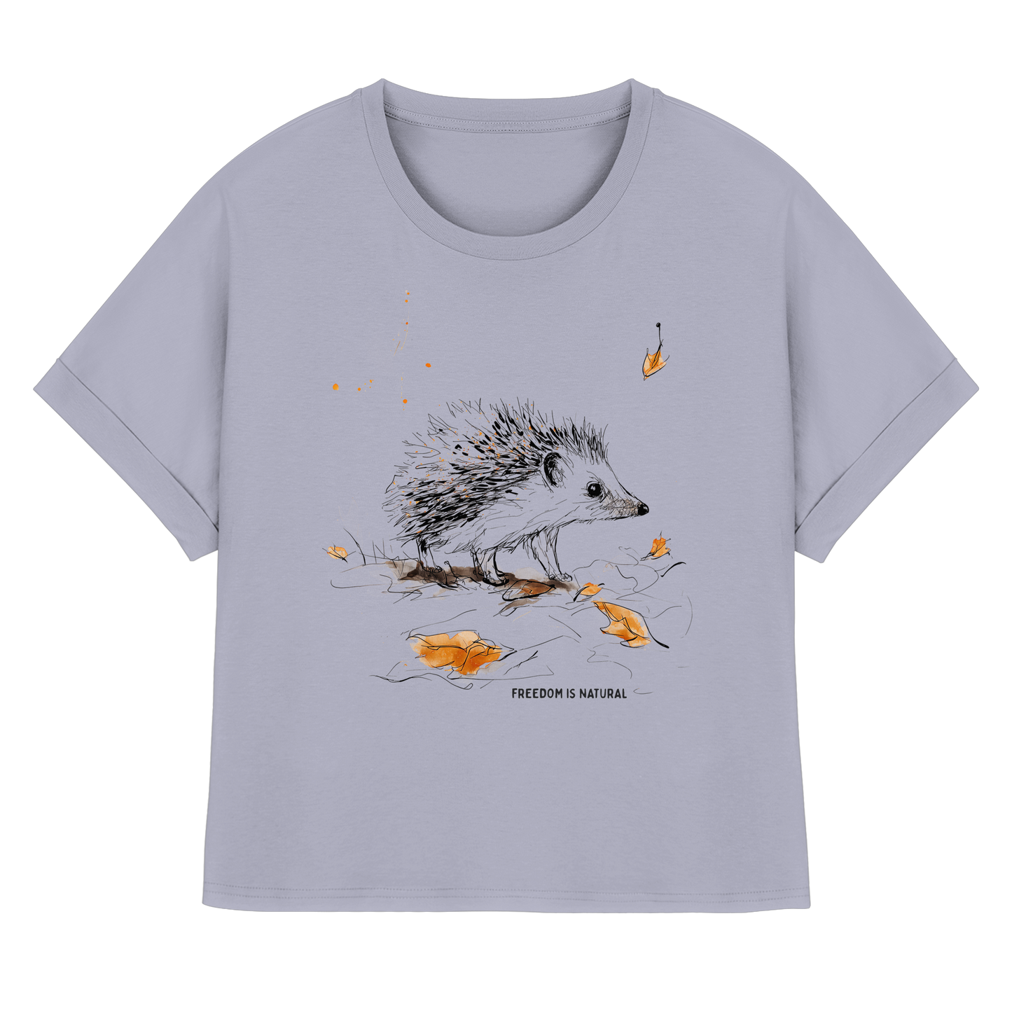 Igel Sketch Art Style - Womens Organic Rolled Sleeves T-Shirt