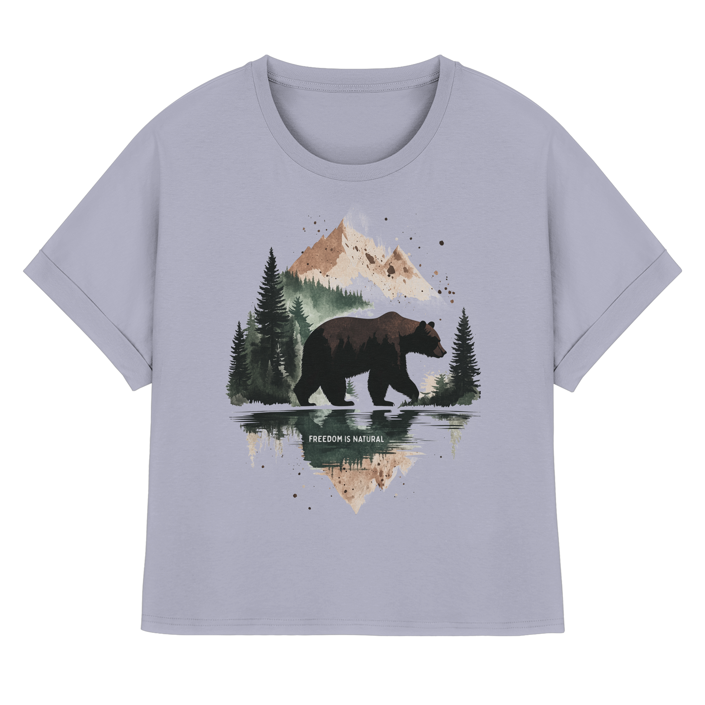Bär Watercolor Style - Womens Organic Rolled Sleeves T-Shirt