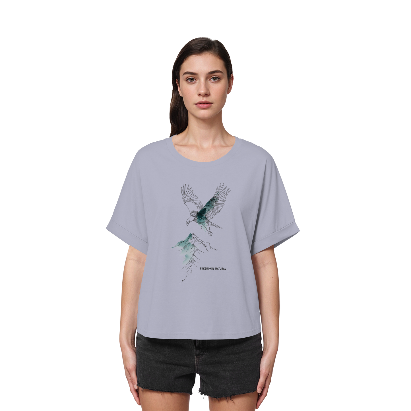 Adler Sketch Art Style - Womens Organic Rolled Sleeves T-Shirt