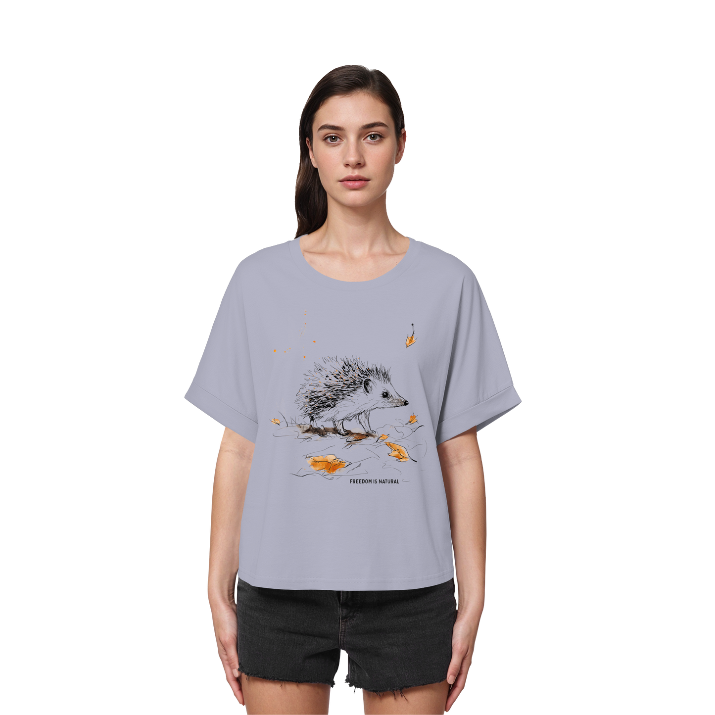 Igel Sketch Art Style - Womens Organic Rolled Sleeves T-Shirt