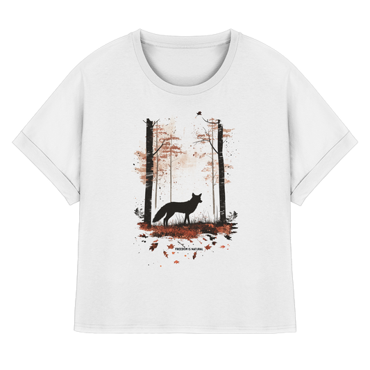 Fuchs Watercolor Style - Womens Organic Rolled Sleeves T-Shirt