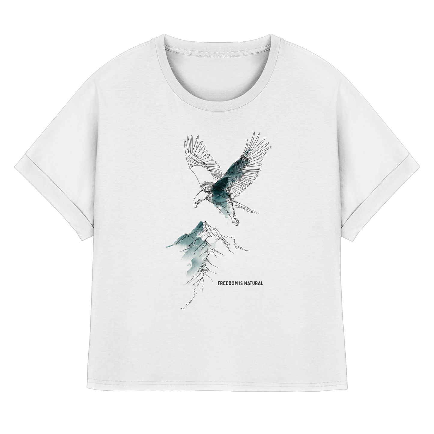 Adler Sketch Art Style - Womens Organic Rolled Sleeves T-Shirt
