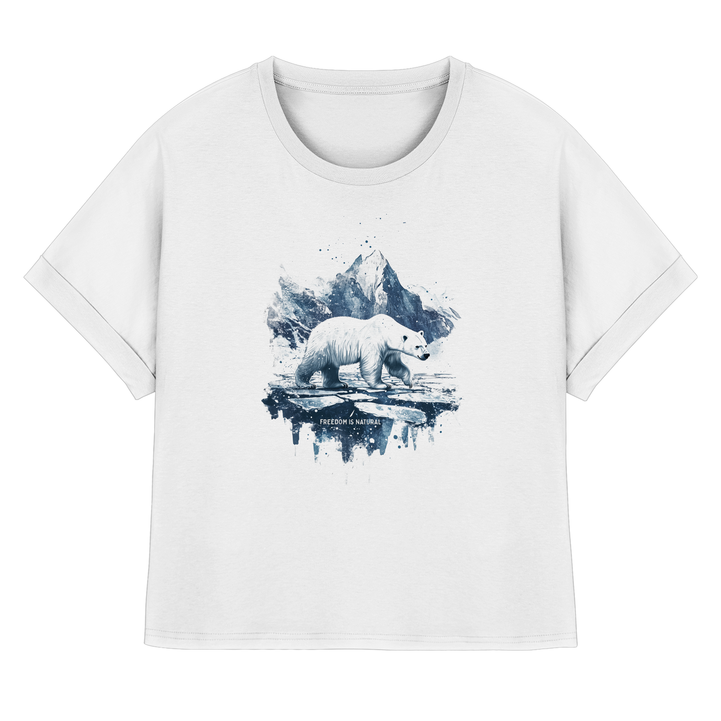 Eisbär Watercolor Style - Womens Organic Rolled Sleeves T-Shirt
