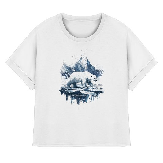 Eisbär Watercolor Style - Womens Organic Rolled Sleeves T-Shirt