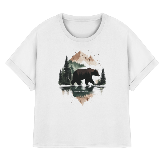 Bär Watercolor Style - Womens Organic Rolled Sleeves T-Shirt