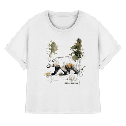 Bär Sketch Art Style - Womens Organic Rolled Sleeves T-Shirt