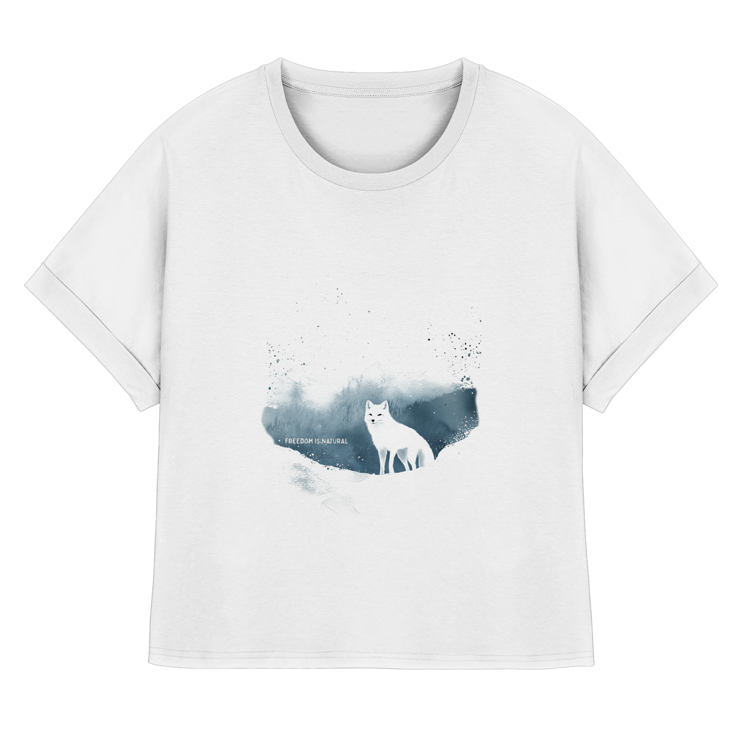 Schneefuchs Watercolor Style - Womens Organic Rolled Sleeves T-Shirt