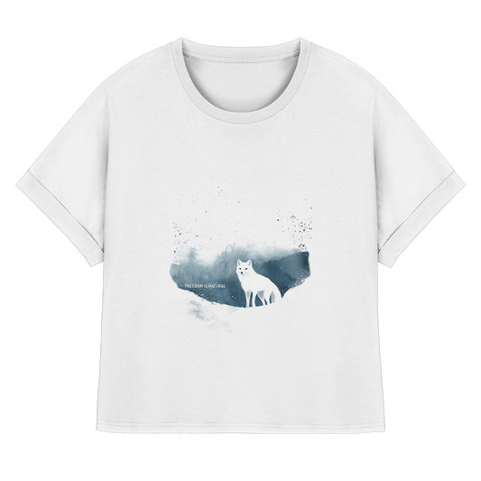 Schneefuchs Watercolor Style - Womens Organic Rolled Sleeves T-Shirt