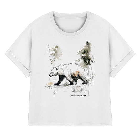 Bär Sketch Art Style - Womens Organic Rolled Sleeves T-Shirt
