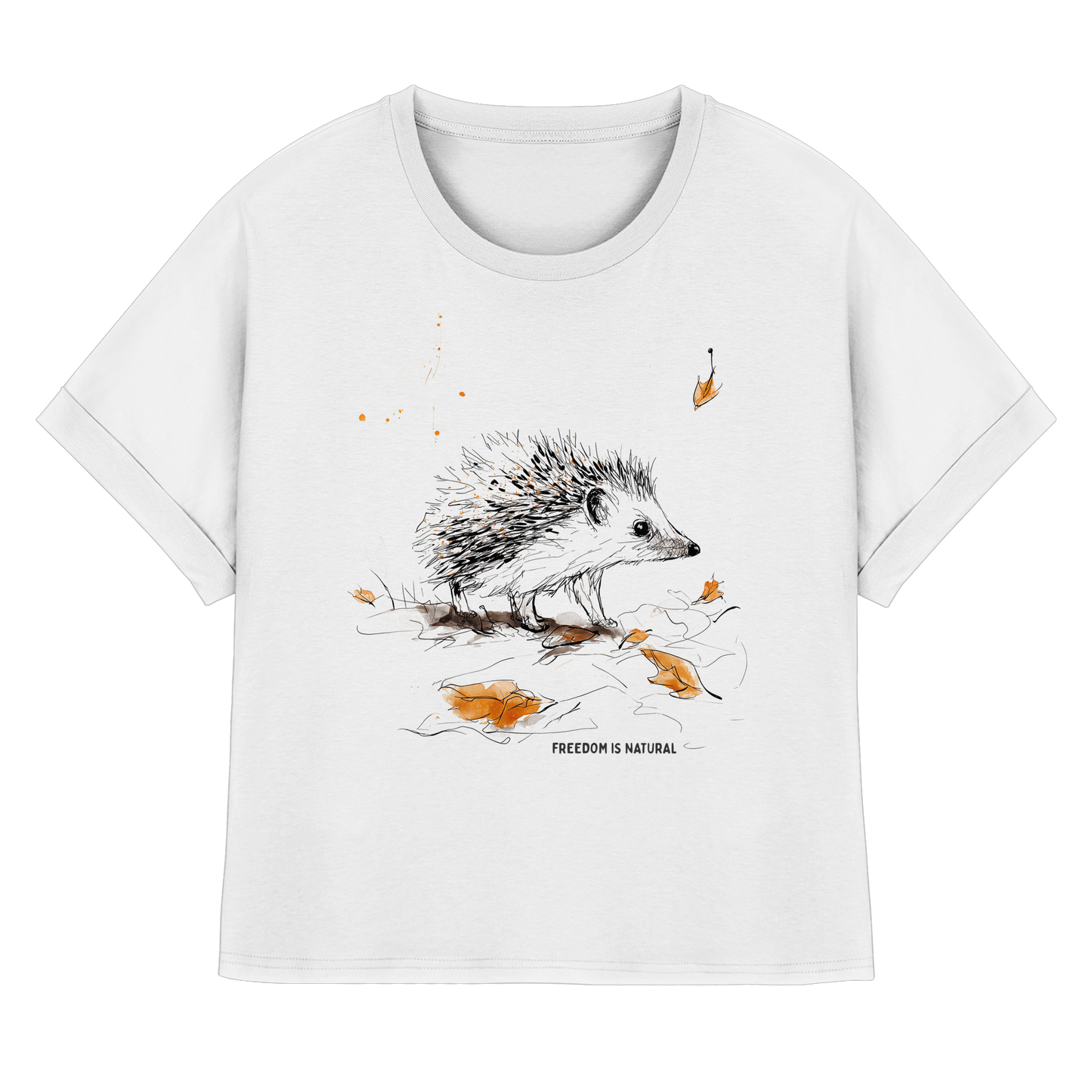 Igel Sketch Art Style - Womens Organic Rolled Sleeves T-Shirt
