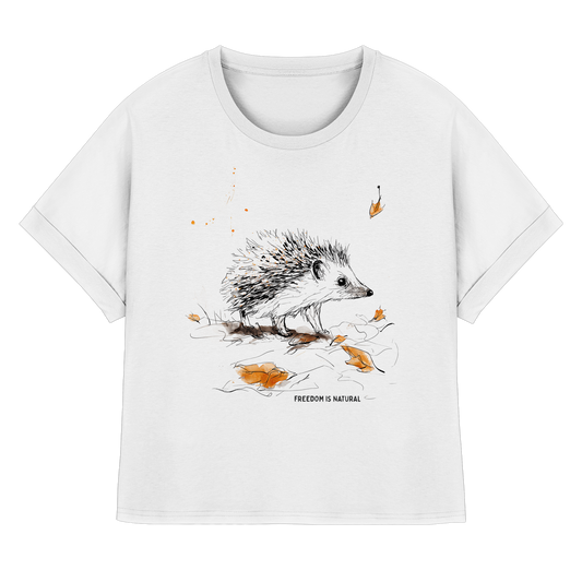 Igel Sketch Art Style - Womens Organic Rolled Sleeves T-Shirt