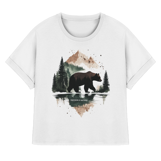 Bär Watercolor Style - Womens Organic Rolled Sleeves T-Shirt