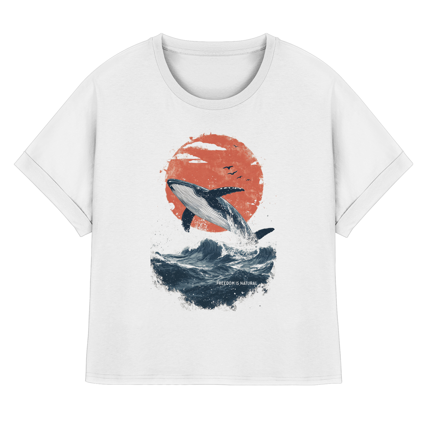 Wal Watercolor Style - Womens Organic Rolled Sleeves T-Shirt
