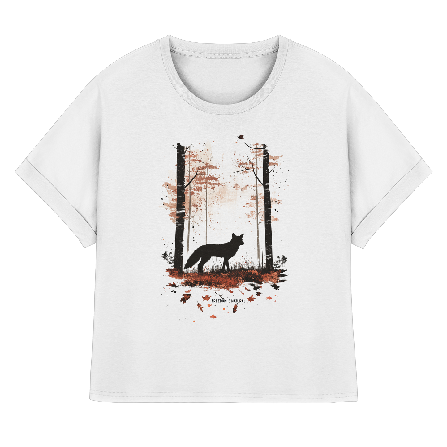 Fuchs Watercolor Style - Womens Organic Rolled Sleeves T-Shirt