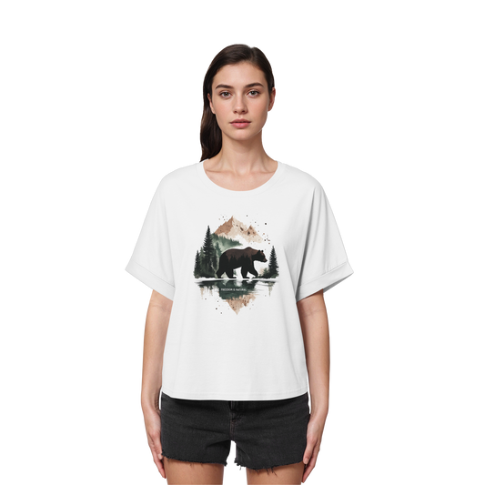 Bär Watercolor Style - Womens Organic Rolled Sleeves T-Shirt
