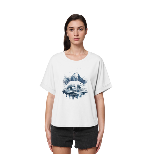 Eisbär Watercolor Style - Womens Organic Rolled Sleeves T-Shirt